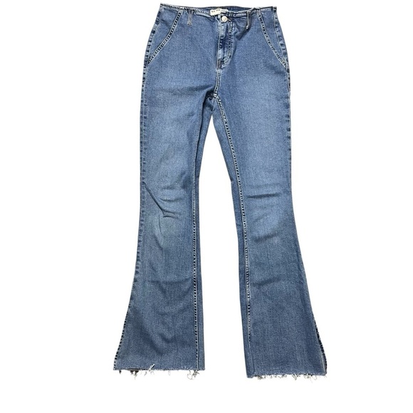 Free People Denim - Free People Vintage Style Raw Hem Blue Denim Flare Jeans Women’s Size 29